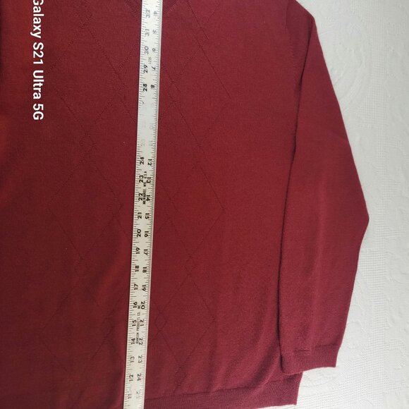 Banana Republic sweater 100%‎ merino wool men's size XL burgundy wine diamonds - Picture 7 of 10